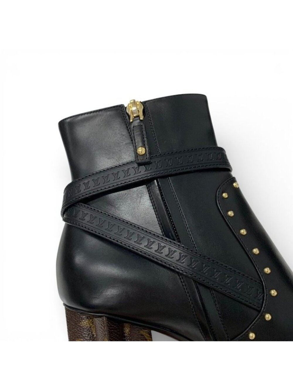 Louis Vuitton Silhouette Line Boots Short Shoes Leather Black Brown Gold Lvlogo - Picture 10 of 10